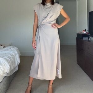 Taupe Draped Midi Dress